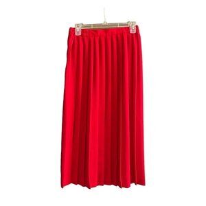 •- Requirements Pleated Red Christmas Valentines MIDI Skirt F12